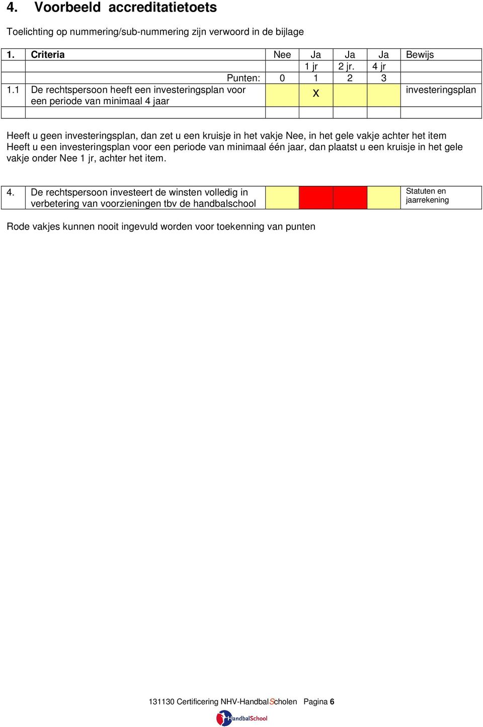 vakje achter het item Heeft u een investeringsplan voor een periode van minimaal één jaar, dan plaatst u een kruisje in het gele vakje onder Nee 1 jr, achter het item. 4.