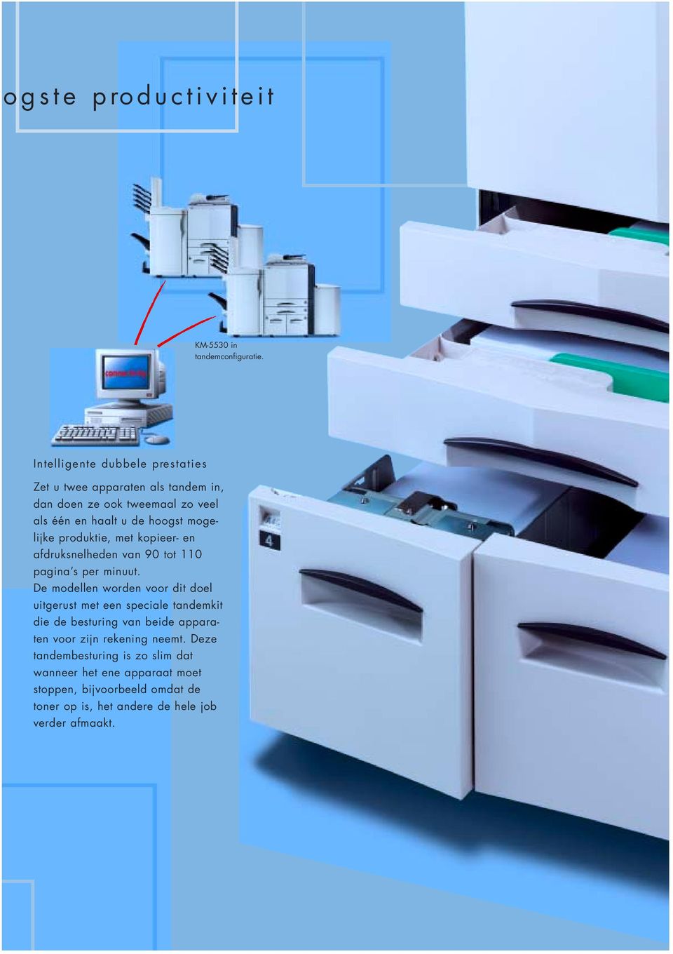 mogelijke produktie, met kopieer- en afdruksnelheden van 90 tot 110 pagina s per minuut.