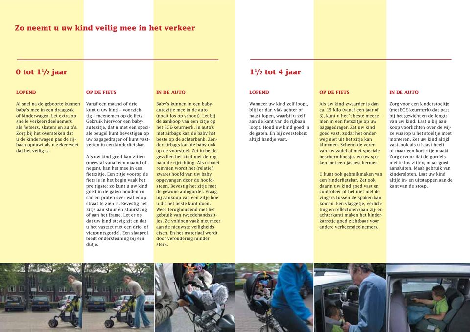 Vanaf een maand of drie kunt u uw kind voorzichtig meenemen op de fiets.