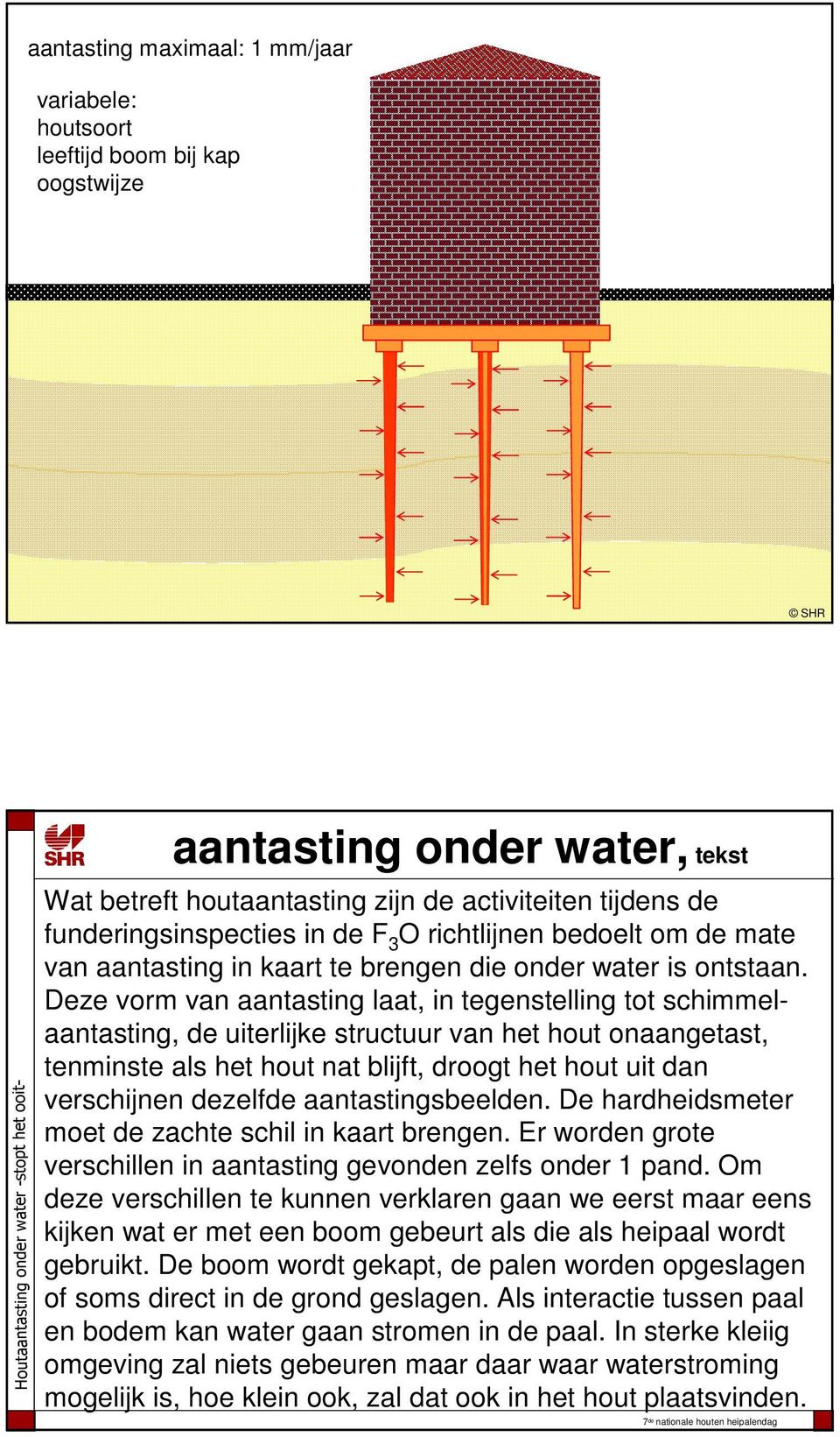 Deze vorm van aantasting laat, in tegenstelling tot schimmelaantasting, de uiterlijke structuur van het hout onaangetast, tenminste als het hout nat blijft, droogt het hout uit dan verschijnen