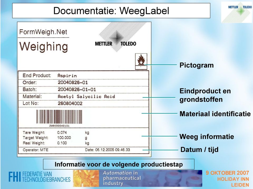 identificatie Weeg informatie Datum /