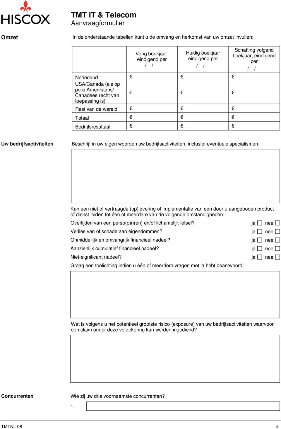 bedrijfsactiviteiten, inclusief eventuele specialismen.