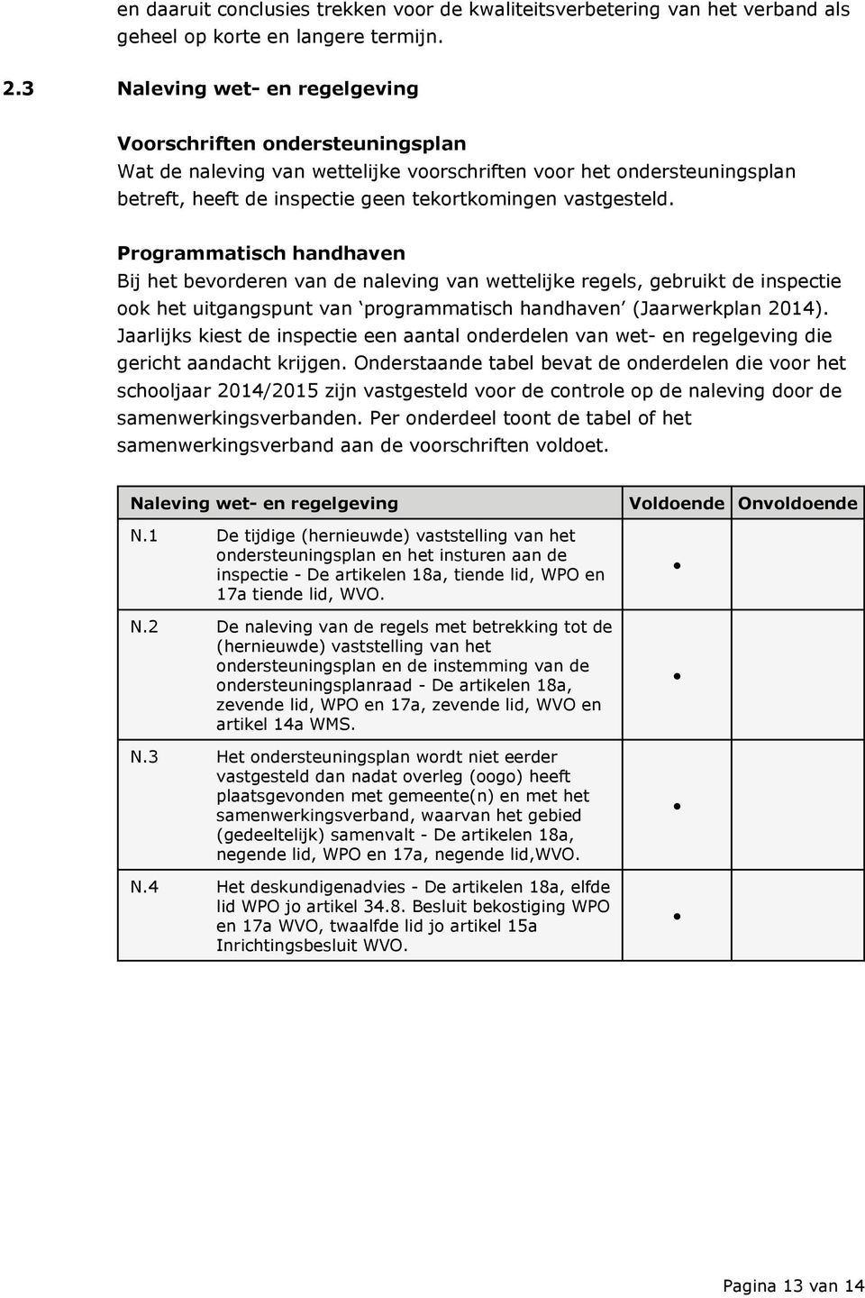 Programmatisch handhaven Bij het bevorderen van de naleving van wettelijke regels, gebruikt de inspectie ook het uitgangspunt van programmatisch handhaven (Jaarwerkplan 2014).