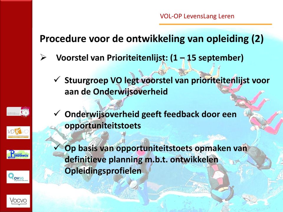 Onderwijsoverheid Onderwijsoverheid geeft feedback door een opportuniteitstoets Op