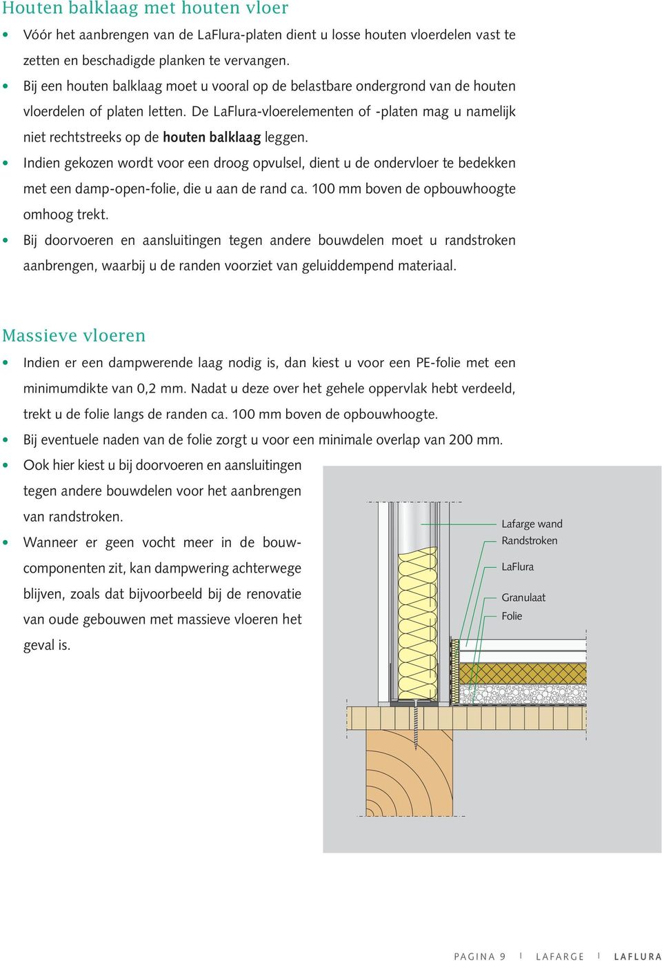 De LaFlura-vloerelementen of -platen mag u namelijk niet rechtstreeks op de houten balklaag leggen.