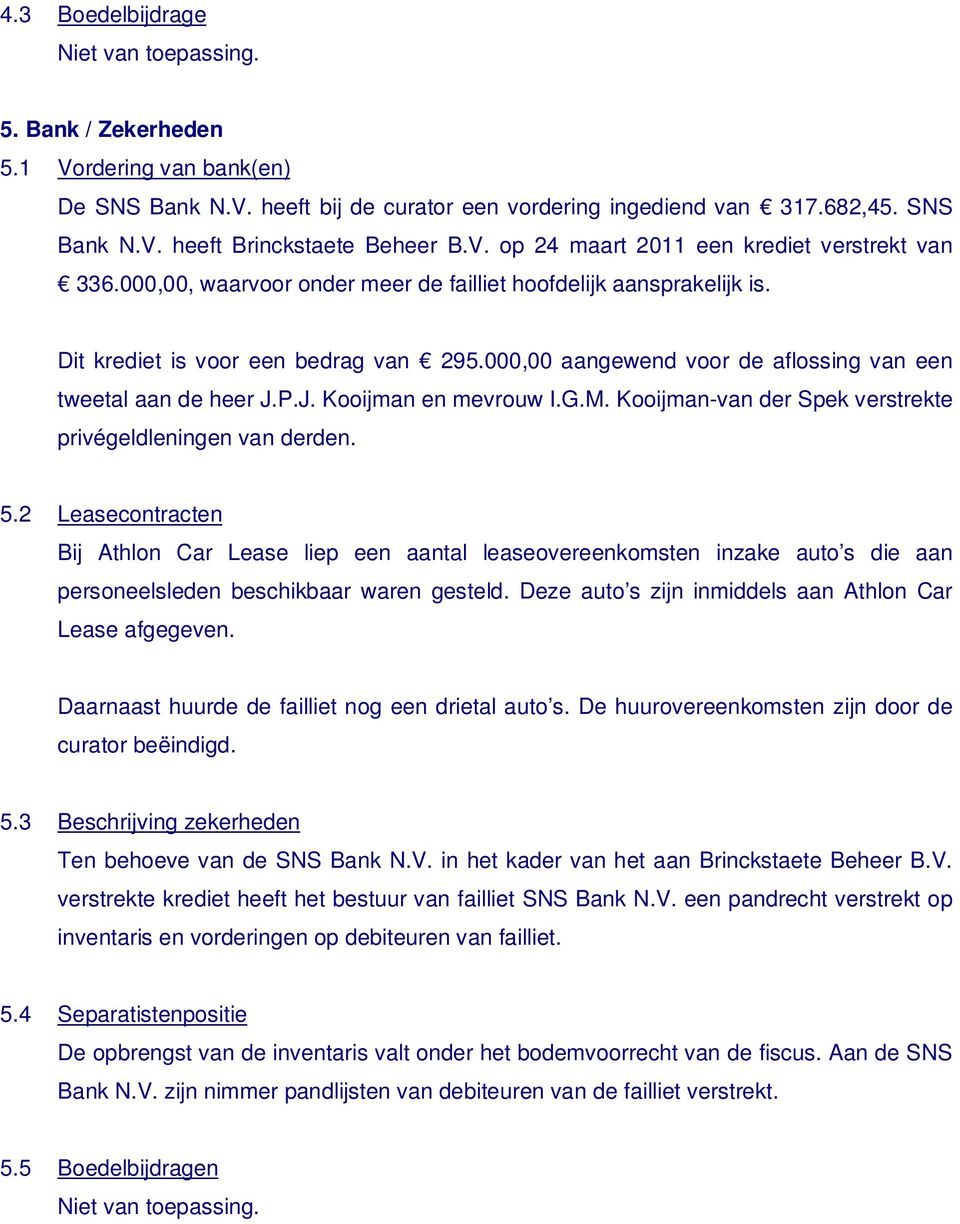G.M. Kooijman-van der Spek verstrekte privégeldleningen van derden. 5.