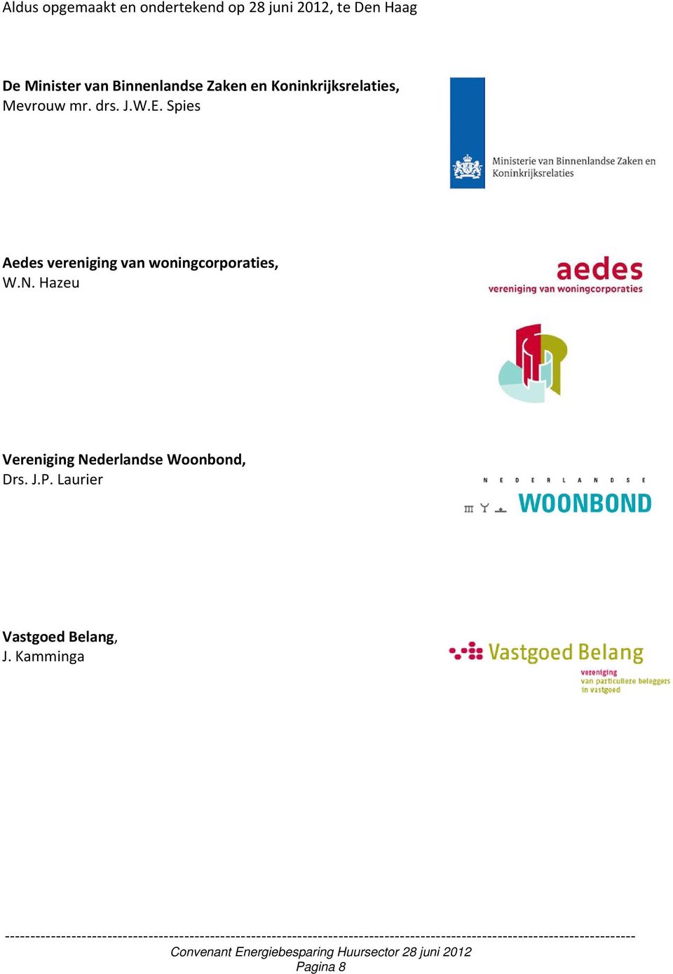 Spies Aedes vereniging van woningcorporaties, W.N.