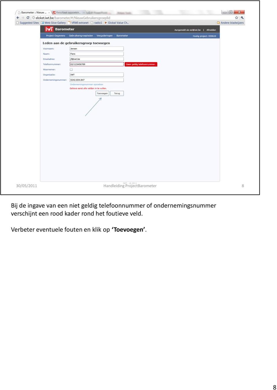 verschijnt een rood kader rond het