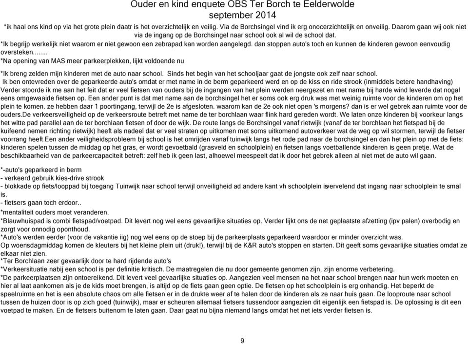 dan stoppen auto's toch en kunnen de kinderen gewoon eenvoudig oversteken... *Na opening van MAS meer parkeerplekken, lijkt voldoende nu *Ik breng zelden mijn kinderen met de auto naar school.