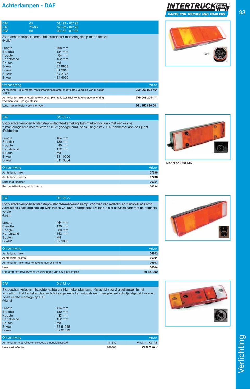 steker. Achterlamp, links, met zijmarkeringslamp en reflector, met kentekenplaatverlichting, voorzien van 8-polige steker.