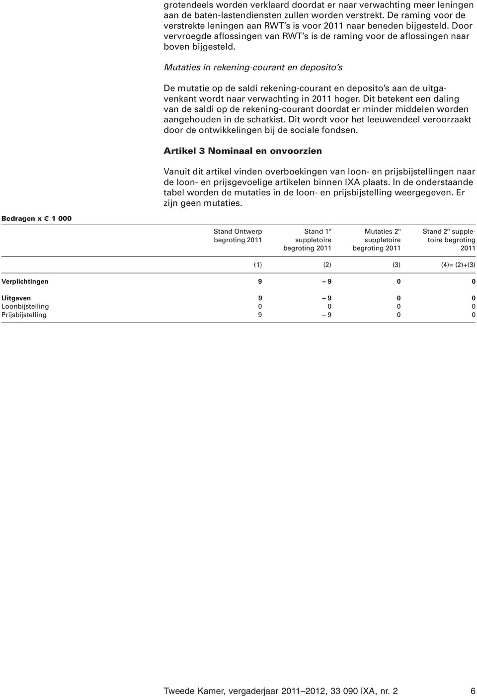 Mutaties in rekening-courant en deposito s De mutatie op de saldi rekening-courant en deposito s aan de uitgavenkant wordt naar verwachting in 2011 hoger.