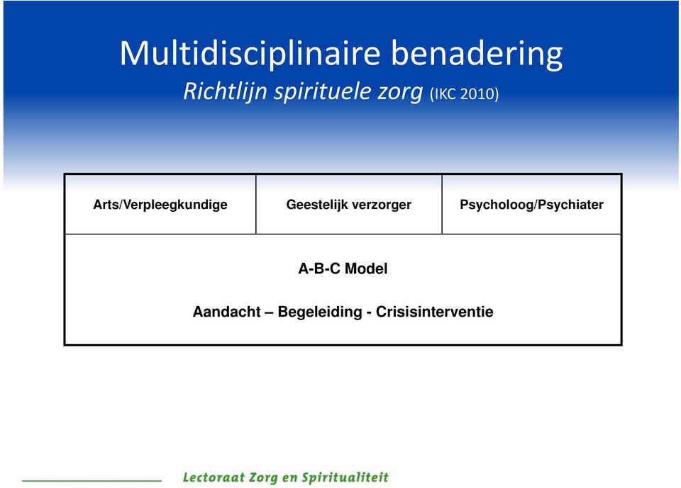 Arts/Verpleegkundige Geestelijk verzorger