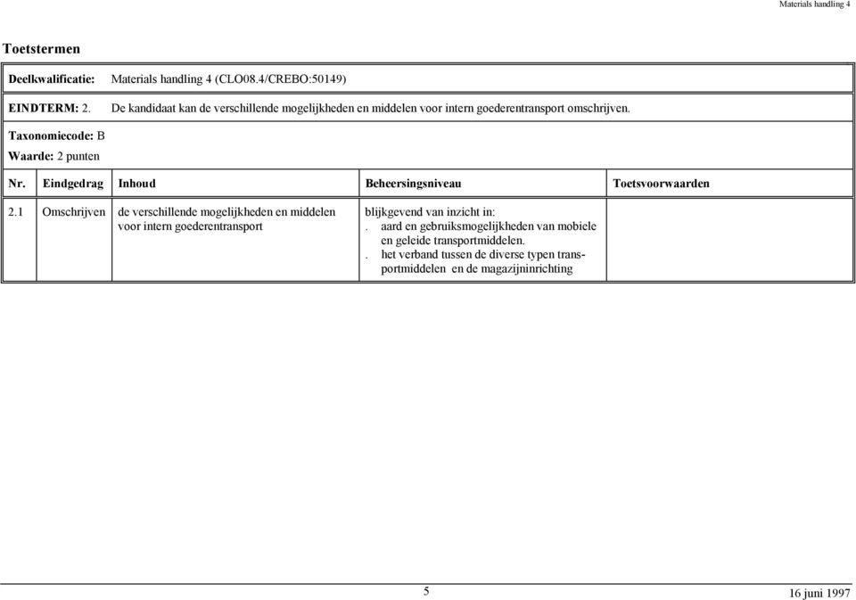 Taxonomiecode: B Waarde: 2 punten 2.