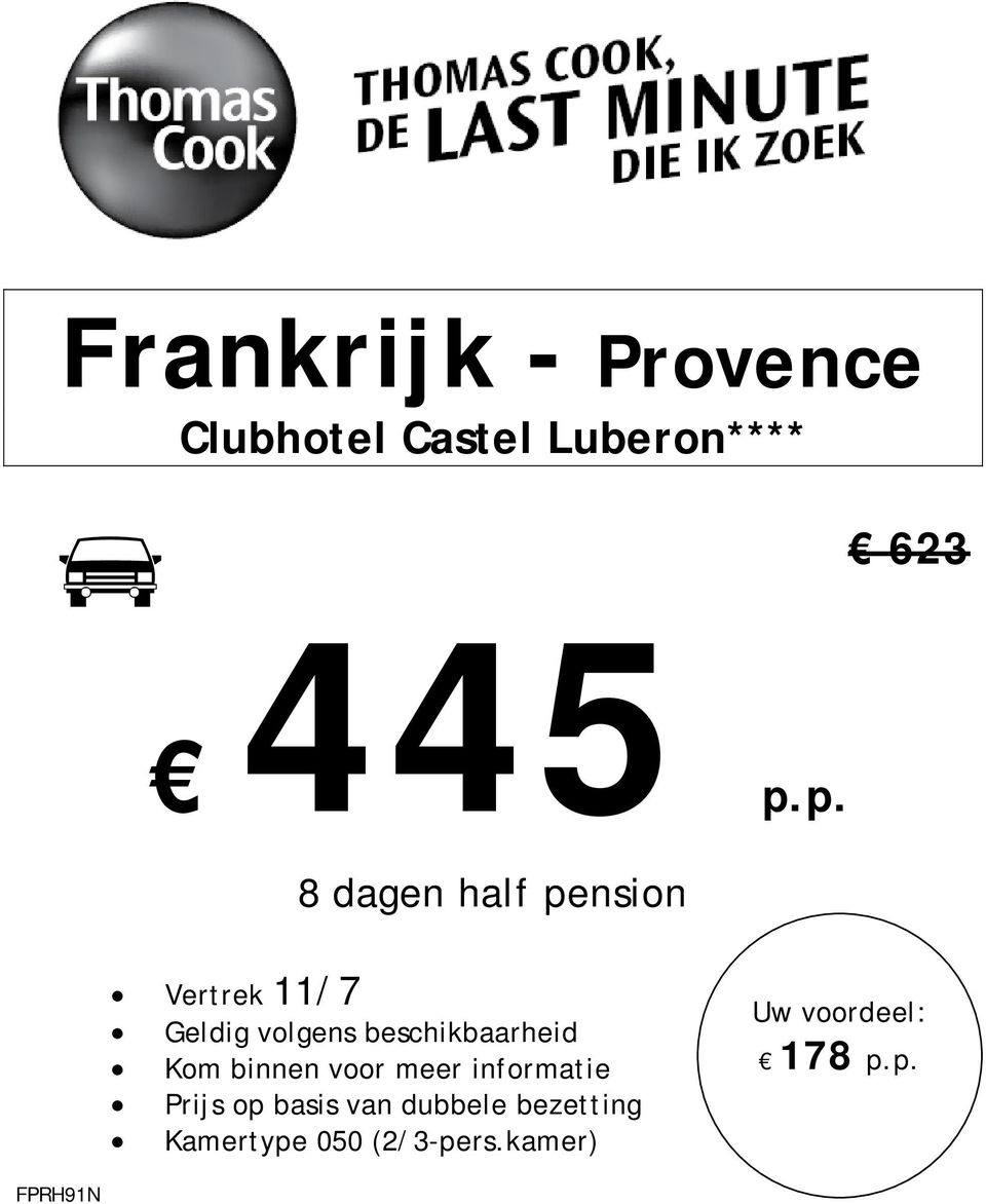 p. 8 dagen half pension Vertrek