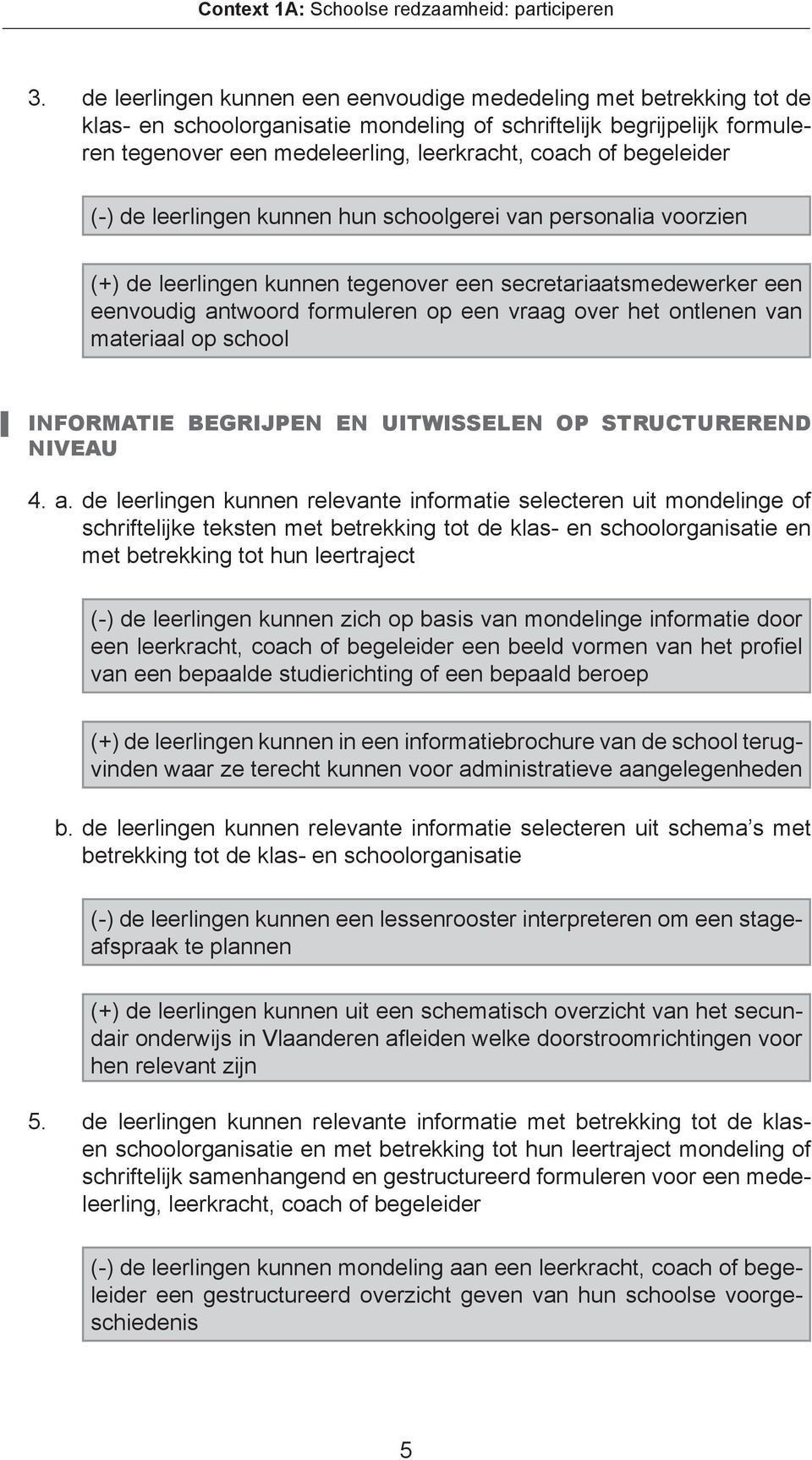 begeleider (-) de leerlingen kunnen hun schoolgerei van personalia voorzien (+) de leerlingen kunnen tegenover een secretariaatsmedewerker een eenvoudig antwoord formuleren op een vraag over het