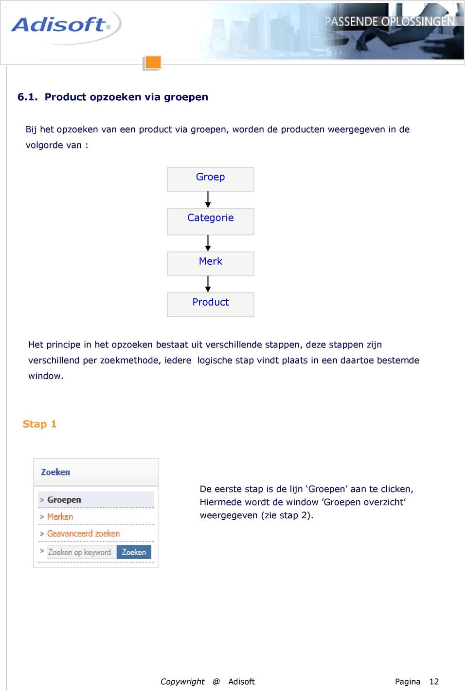 zijn verschillend per zoekmethode, iedere logische stap vindt plaats in een daartoe bestemde window.