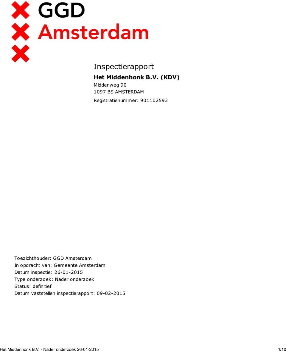 Amsterdam In opdracht van: Gemeente Amsterdam Datum inspectie: 26-01-2015 Type