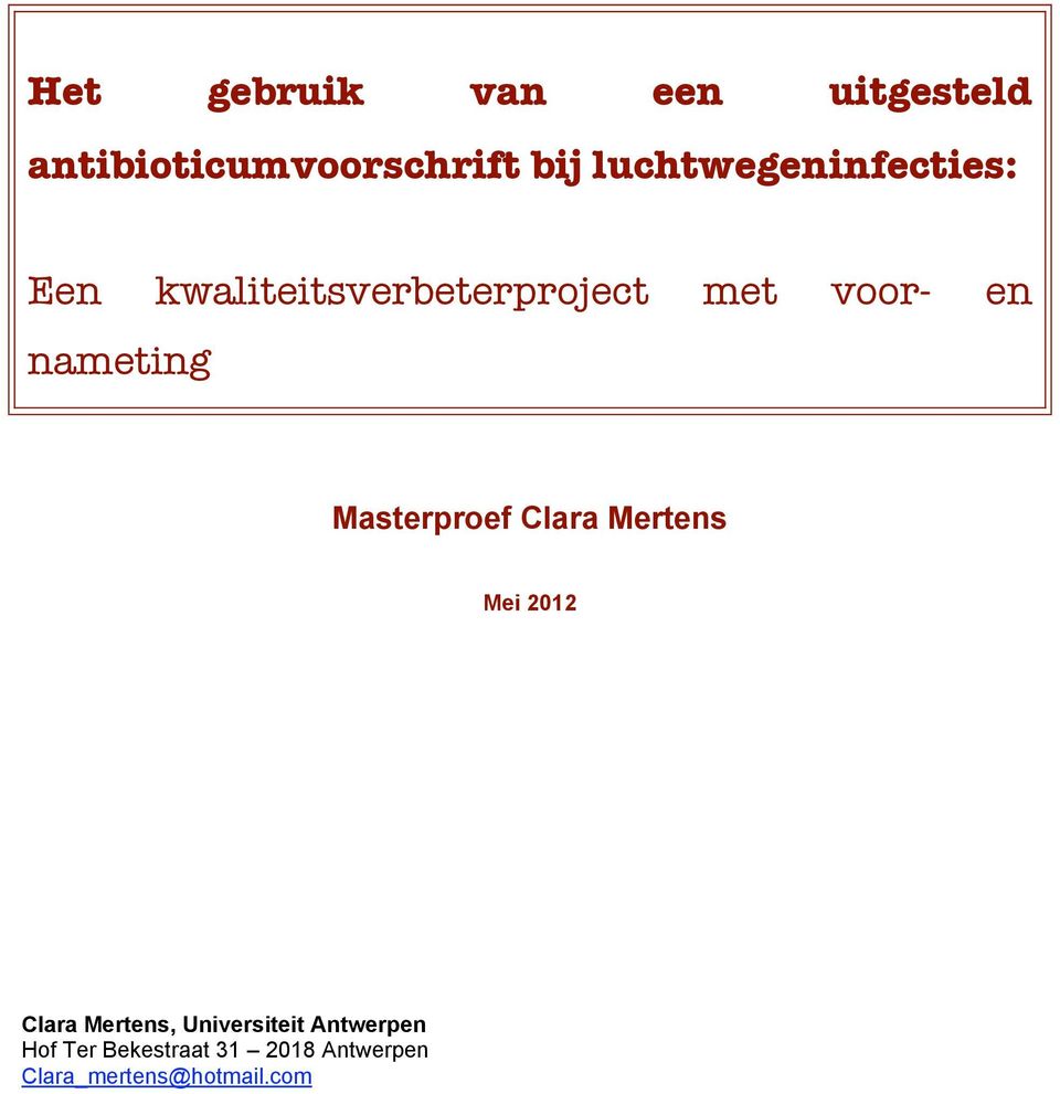 nameting Masterproef Clara Mertens Mei 2012 Clara Mertens,