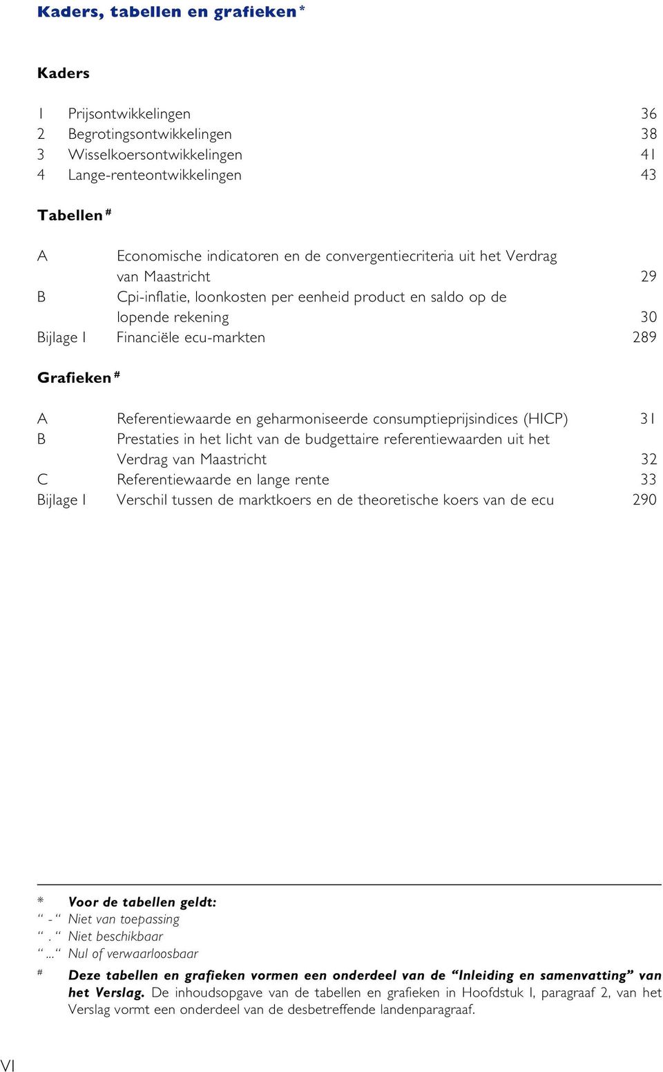 Referentiewaarde en geharmoniseerde consumptieprijsindices (HICP) 31 B Prestaties in het licht van de budgettaire referentiewaarden uit het Verdrag van Maastricht 32 C Referentiewaarde en lange rente