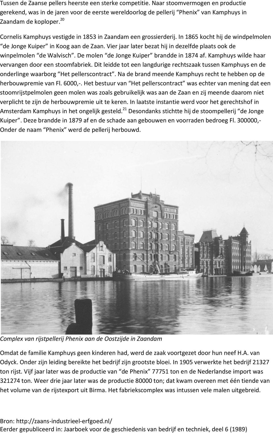 Vier jaar later bezat hij in dezelfde plaats ook de winpelmolen de Walvisch. De molen de Jonge Kuiper brandde in 1874 af. Kamphuys wilde haar vervangen door een stoomfabriek.