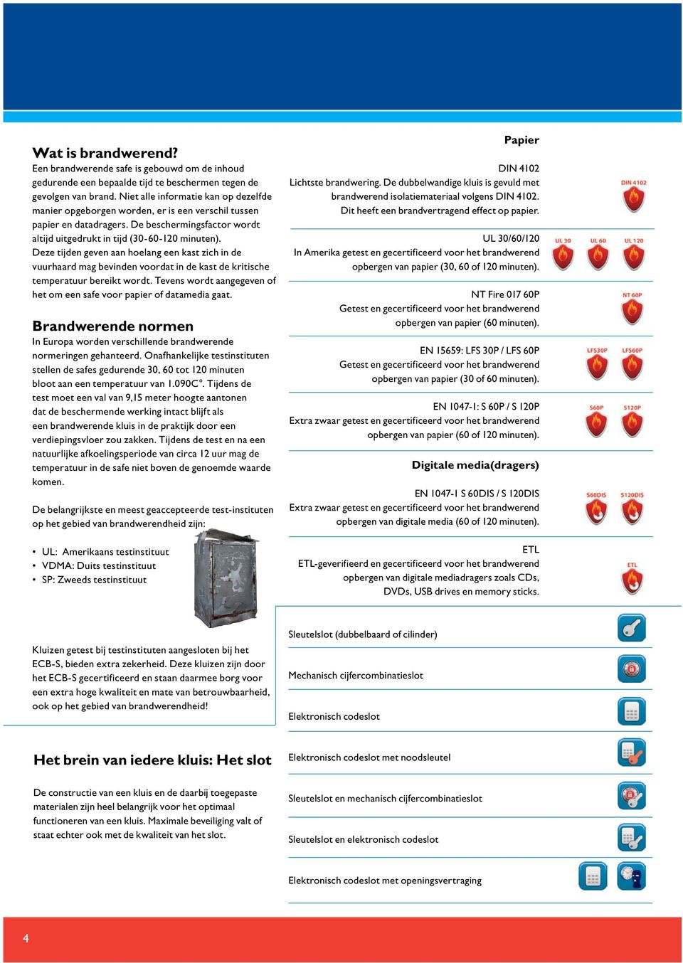 Deze tijden geven aan hoelang een kast zich in de vuurhaard mag bevinden voordat in de kast de kritische temperatuur bereikt wordt.