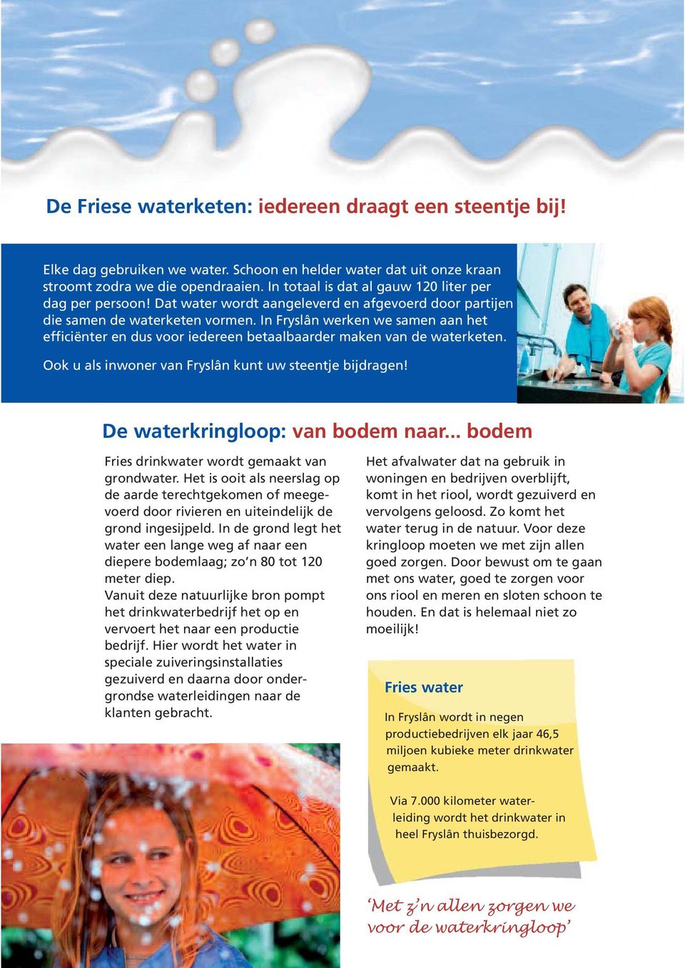 In Fryslân werken we samen aan het efficiënter en dus voor iedereen betaalbaarder maken van de waterketen. Ook u als inwoner van Fryslân kunt uw steentje bijdragen! De waterkringloop: van bodem naar.