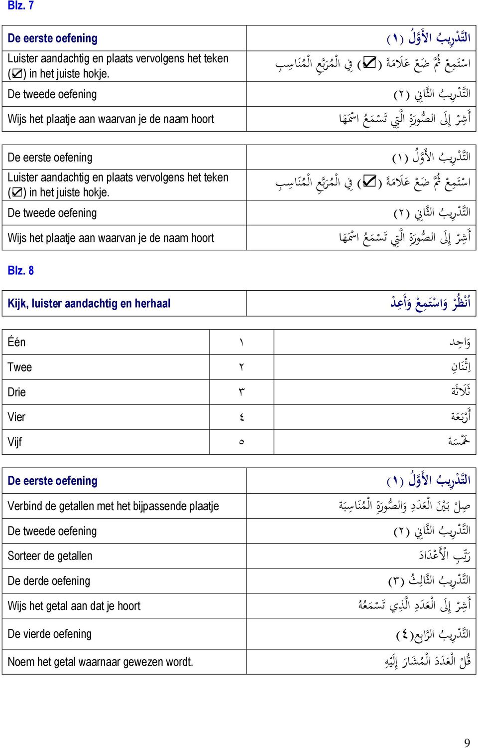 De tweede oefening Wijs het plaatje aan waarvan je de naam hoort الت د ر يب ا ل و ل )۱( اس ت م ع ث ض ع ع ل م ة ) ( ف ال م ر ب ع ال م ن اس ب الت د ر يب الث ا ن )۲( أ ش ر إ ل الص ور ة ال ت ت س م ع ا س