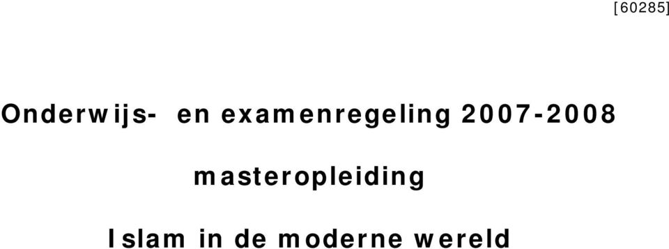 masteropleiding Islam in de