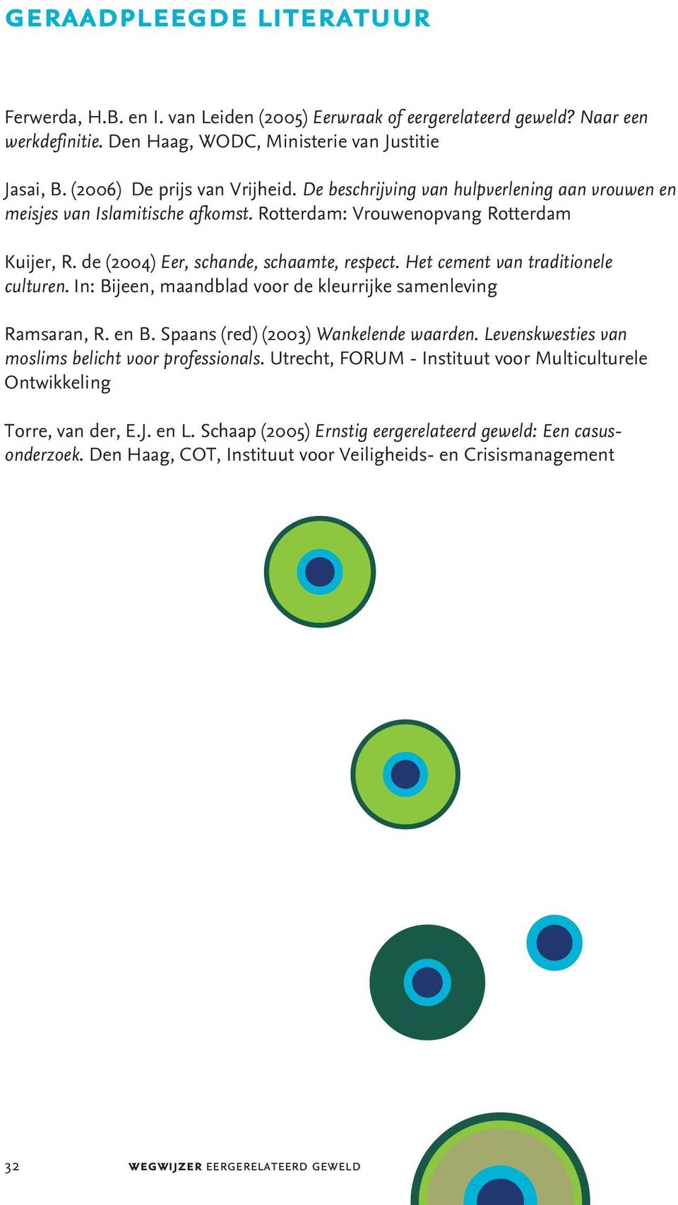 de (2004) Eer, schande, schaamte, respect. Het cement van traditionele culturen. In: Bijeen, maandblad voor de kleurrijke samenleving Ramsaran, R. en B. Spaans (red) (2003) Wankelende waarden.