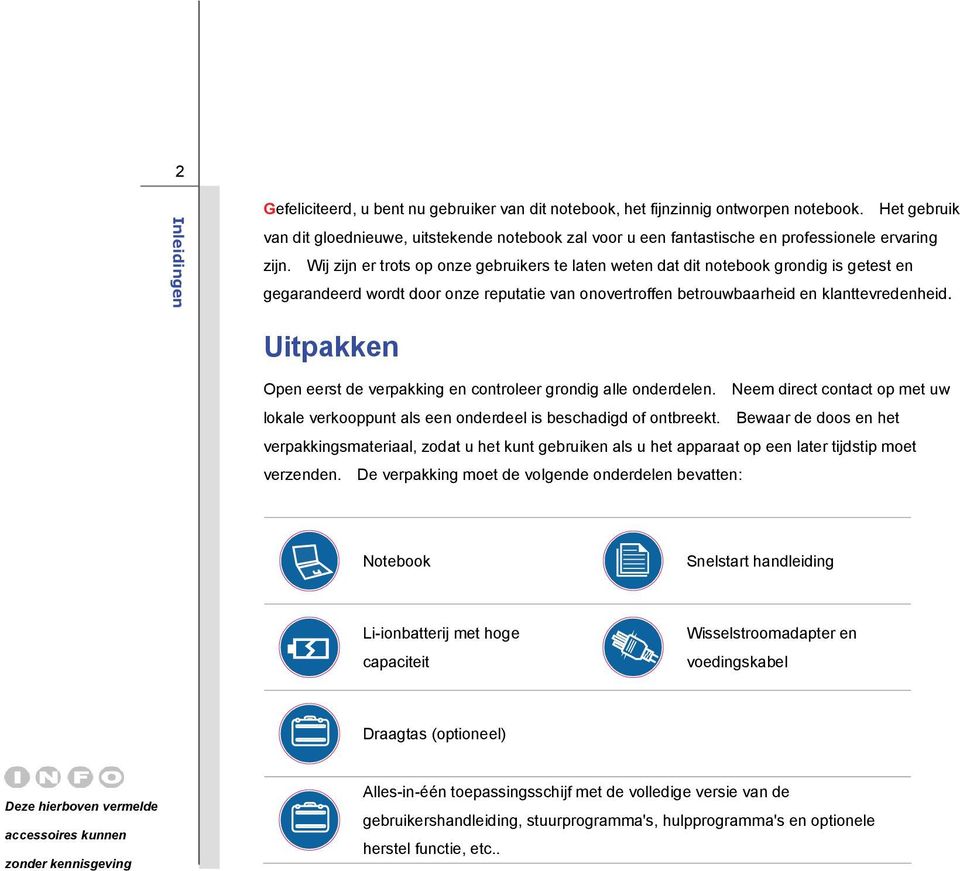 Wij zijn er trots op onze gebruikers te laten weten dat dit notebook grondig is getest en gegarandeerd wordt door onze reputatie van onovertroffen betrouwbaarheid en klanttevredenheid.