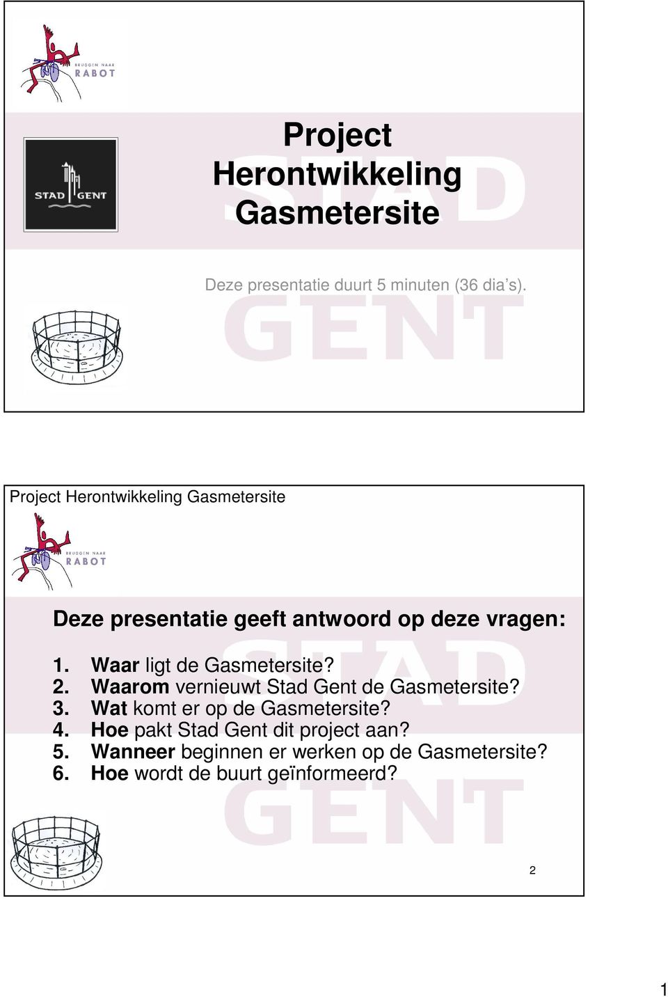 Waar ligt de Gasmetersite? 2. Waarom vernieuwt Stad Gent de Gasmetersite? 3.