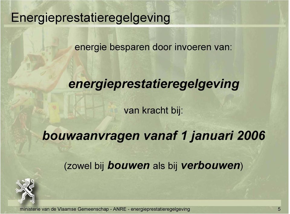 1 januari 2006 (zowel bij bouwen als bij verbouwen) ministerie