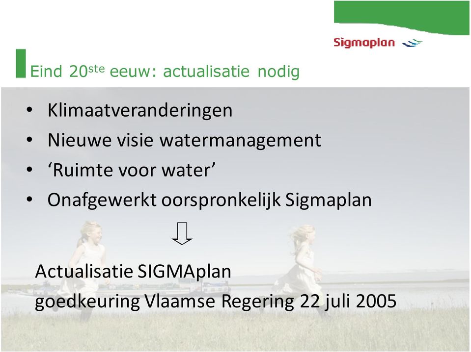 Ruimte voor water Onafgewerkt oorspronkelijk