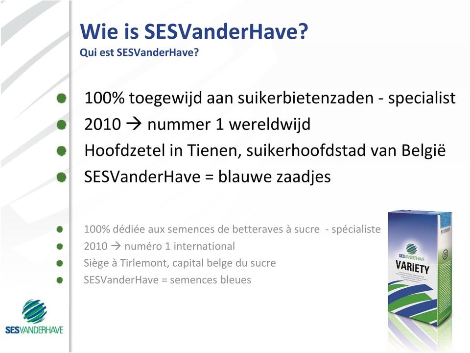 Tienen, suikerhoofdstad van België SESVanderHave = blauwe zaadjes 100% dédiée aux semences