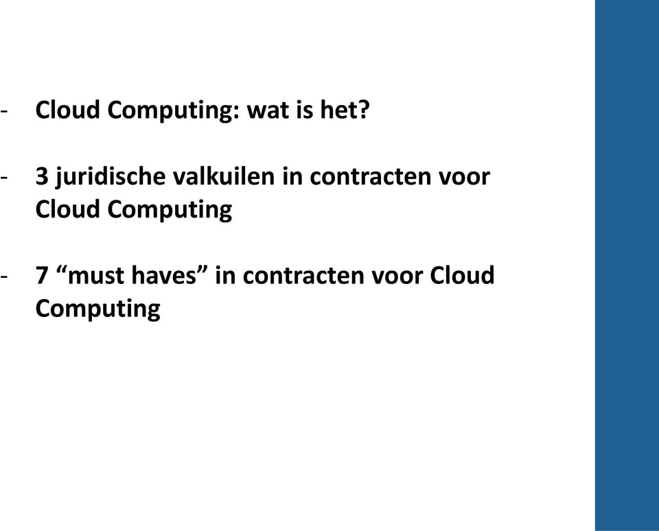contracten voor Cloud Computing -