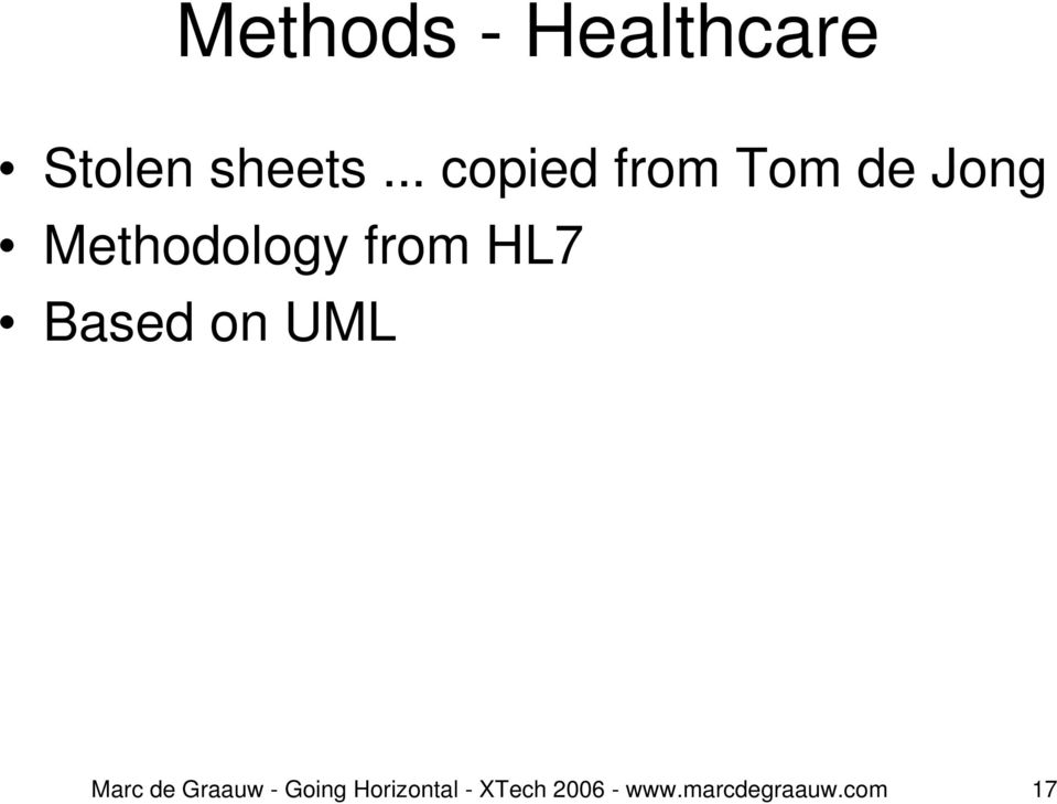 from HL7 Based on UML Marc de Graauw -