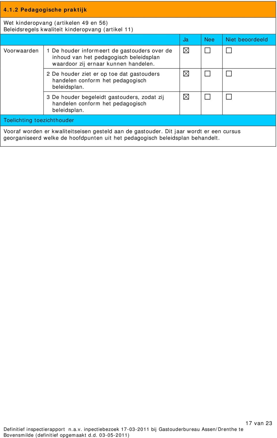 2 De houder ziet er op toe dat gastouders handelen conform het pedagogisch beleidsplan.