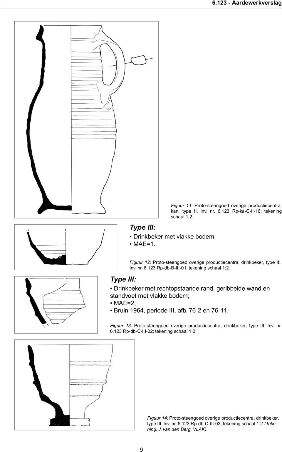 Type III: Drinkbeker met rechtopstaande rand, geribbelde wand en standvoet met vlakke bodem; MAE=2; Bruin 1964, periode III, afb. 76-2 en 76-11.