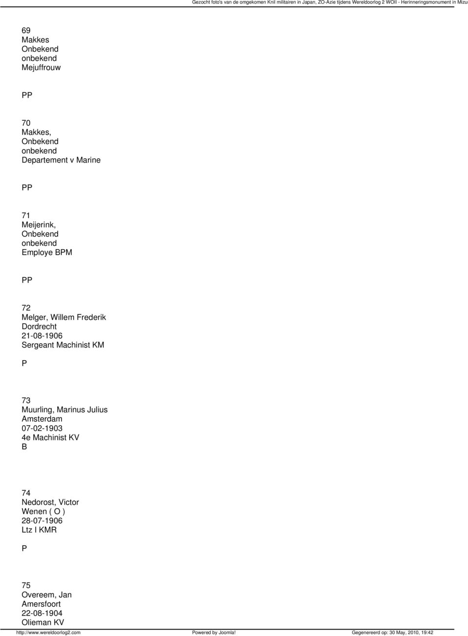 Machinist KV 74 Nedorost, Victor Wenen ( O ) 28-07-1906 Ltz I KMR 75 Overeem, Jan Amersfoort