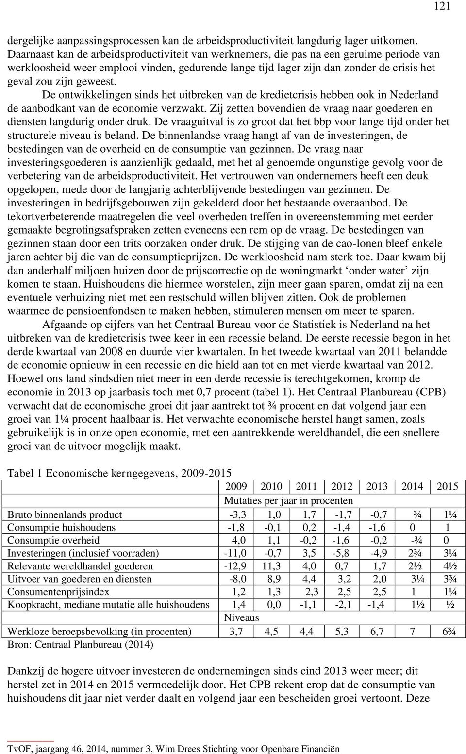 geweest. De ontwikkelingen sinds het uitbreken van de kredietcrisis hebben ook in Nederland de aanbodkant van de economie verzwakt.