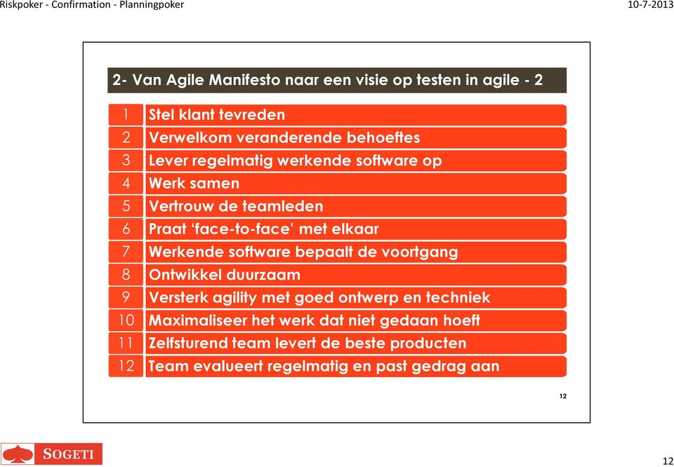 elkaar Werkende software bepaalt de voortgang Ontwikkel duurzaam Versterk agility met goed ontwerp en techniek