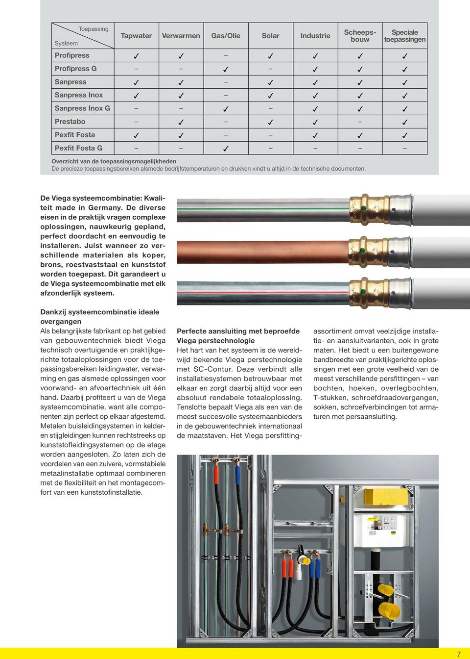 Speciale toepassingen De Viega systeemcombinatie: Kwaliteit made in Germany.