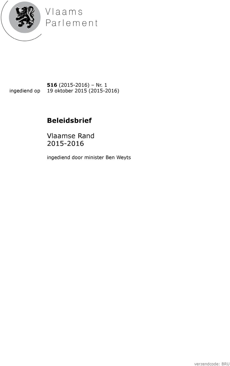 Beleidsbrief Vlaamse Rand 2015-2016