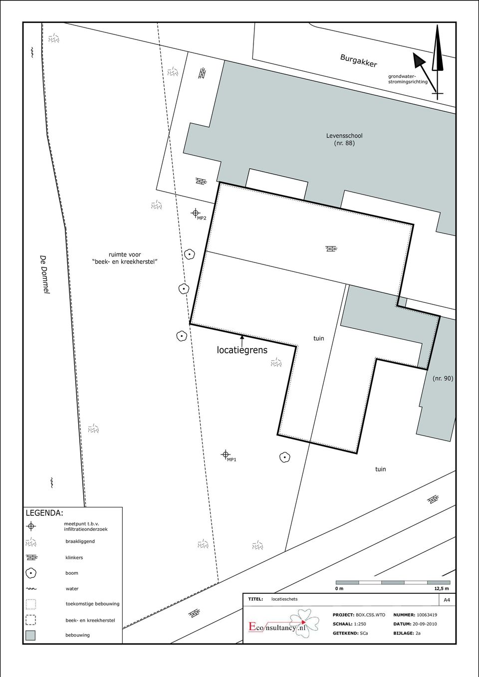 90) MP1 tuin LEGENDA: meetpunt t.b.v.