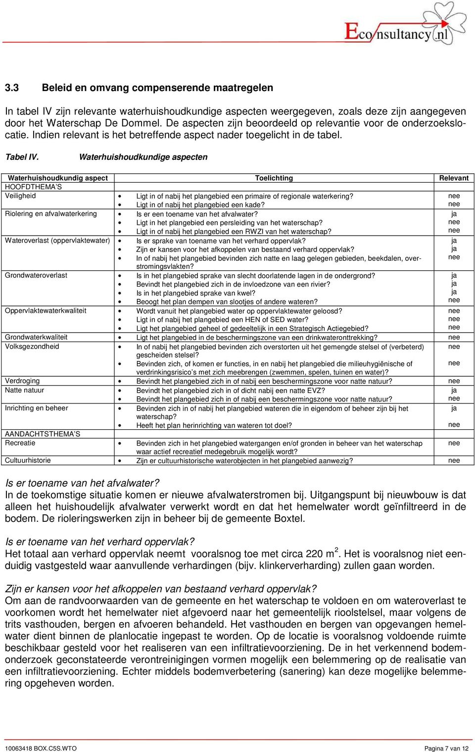 Waterhuishoudkundige aspecten Waterhuishoudkundig aspect Toelichting Relevant HOOFDTHEMA S Veiligheid Ligt in of nabij het plangebied een primaire of regionale waterkering?