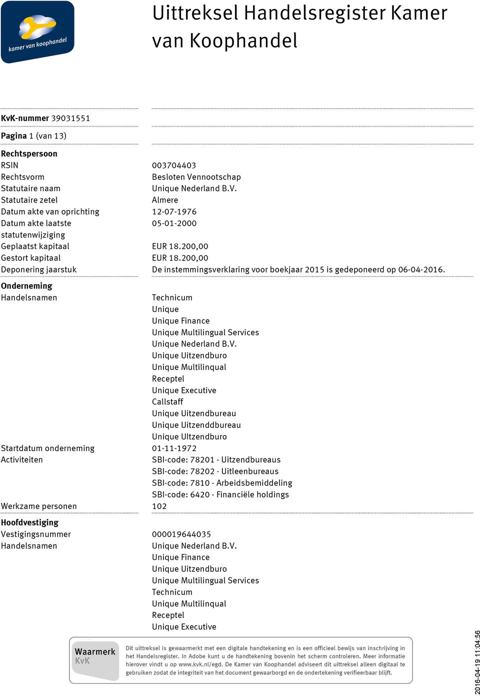 Onderneming Finance Multilingual Services Multilinqual Receptel Executive Callstaff Uitzenddbureau UItzendburo Startdatum onderneming 01-11-1972 Activiteiten SBI-code: 78201 - Uitzendbureaus