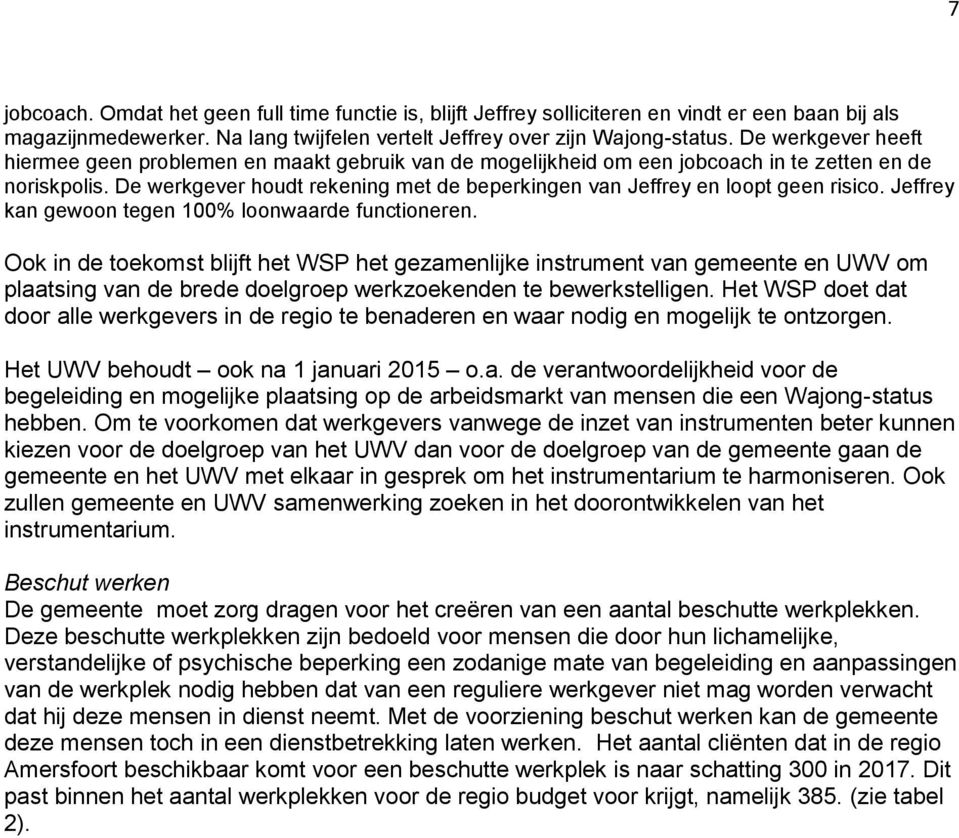 De werkgever houdt rekening met de beperkingen van Jeffrey en loopt geen risico. Jeffrey kan gewoon tegen 100% loonwaarde functioneren.