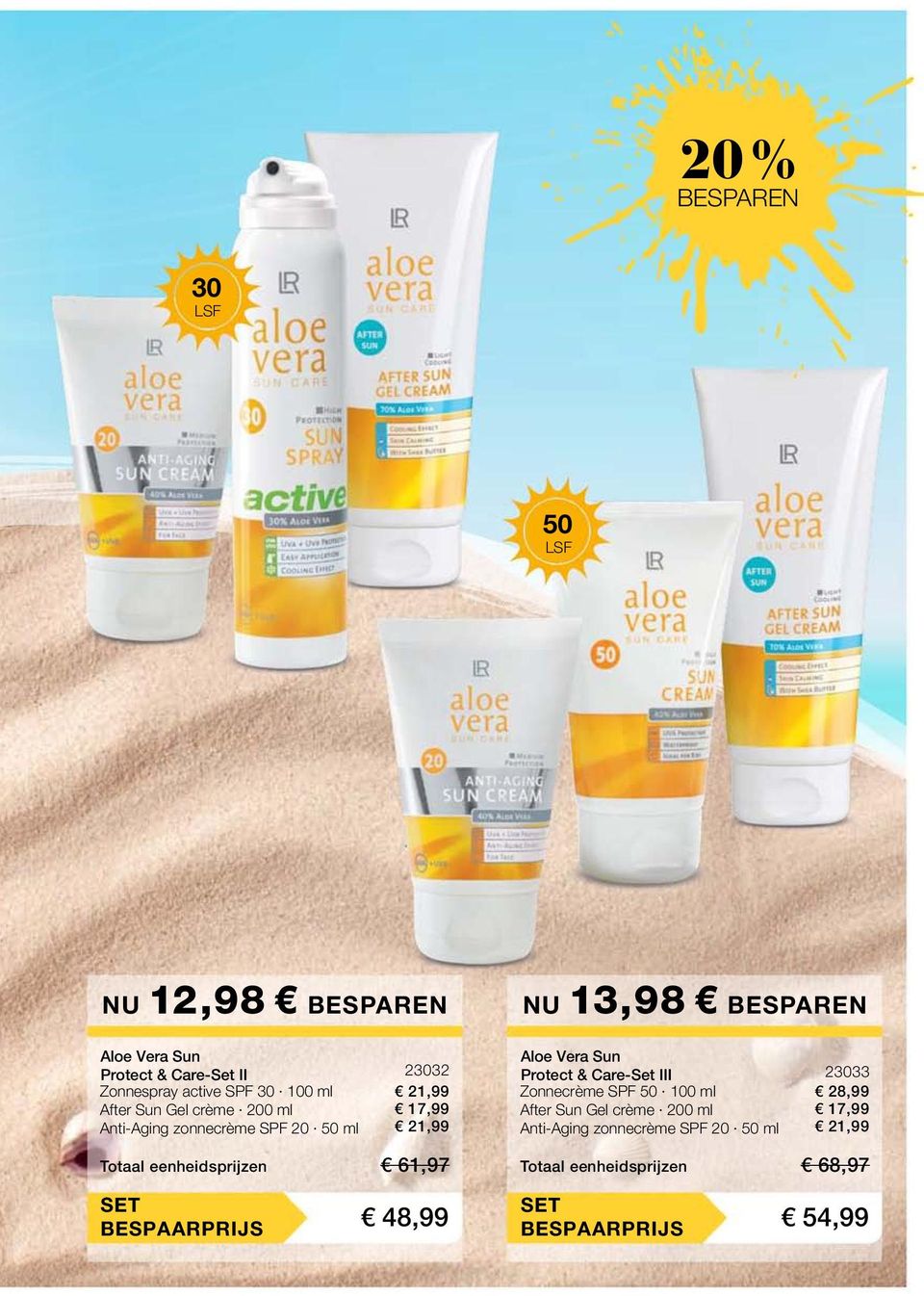 Protect & Care-Set III Zonnecrème SPF 50 100 ml After Sun Gel crème 200 ml Anti-Aging zonnecrème SPF 20 50 ml 23033