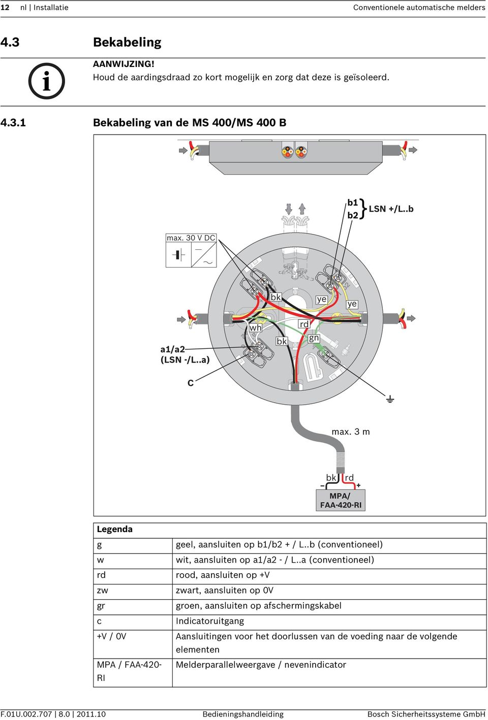 .b (conventioneel) w wit, aansluiten op a1/a2 - / L.