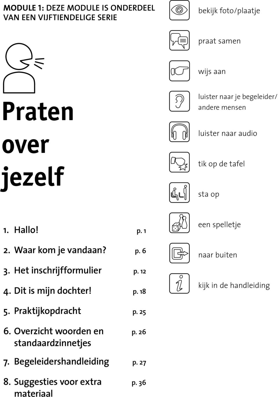 Het inschrijfformulier 4. Dit is mijn dochter! 5. Praktijkopdracht 6. Overzicht woorden en standaardzinnetjes 7.